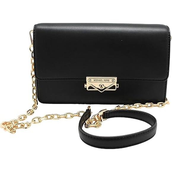 NWT MICHAEL KORS Womens CECE FLAP VEGAN LEATHER SHOULDER CROSSBODY BAG,BLACK-OS - Picture 1 of 6